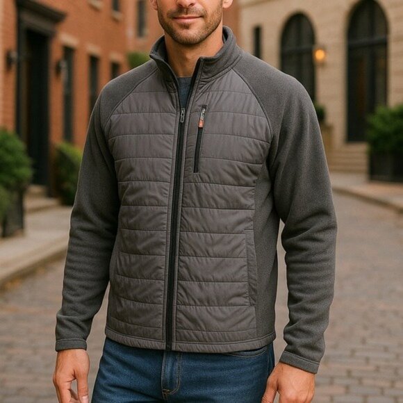 Orvis Men’s Gray Mixed Media Quilted Full Zip Jacket Size L - Picture 11 of 11